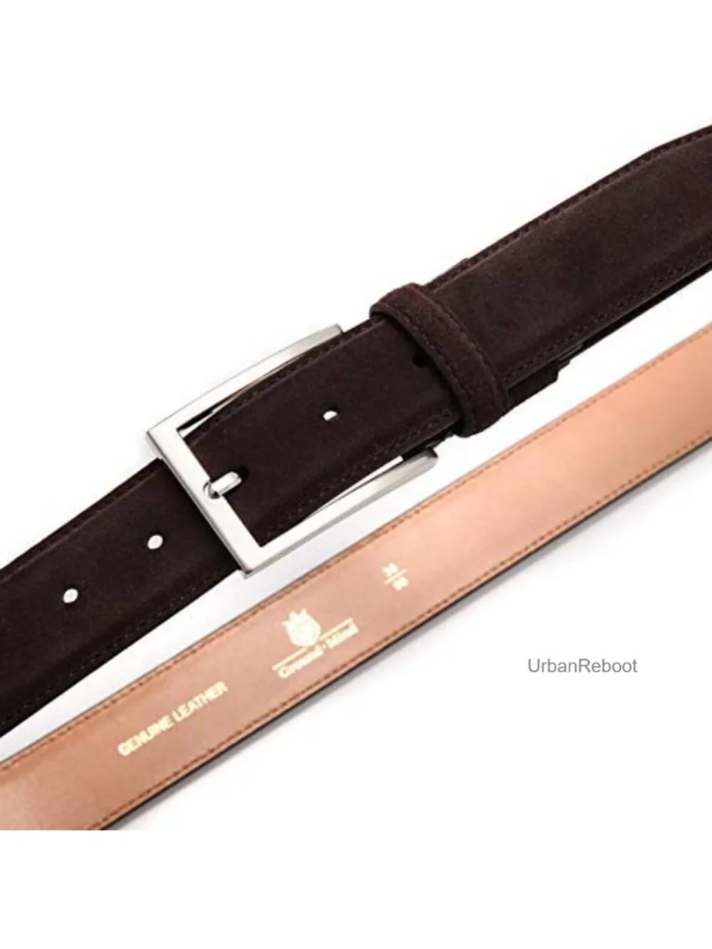 Genuine Suede Leather Men's Casual Dress Belt, 1-3/8